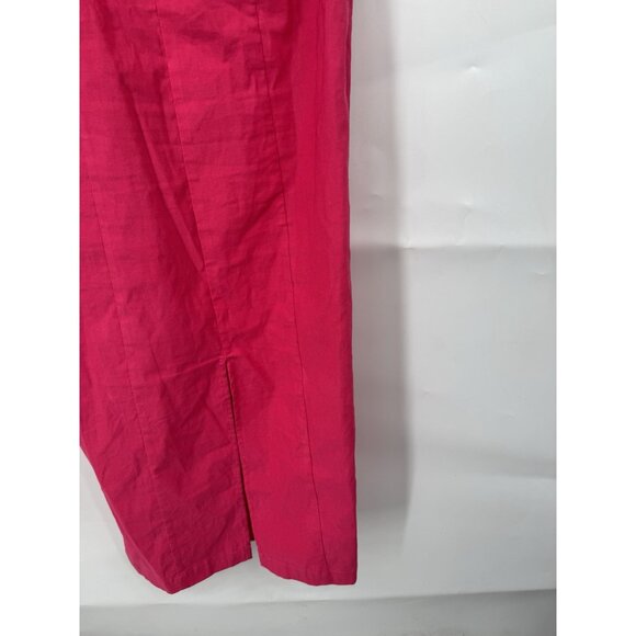 By Anthropologie One-Shoulder Ruffle Linen Column Midi Dress M Pink Preppy - Picture 7 of 11